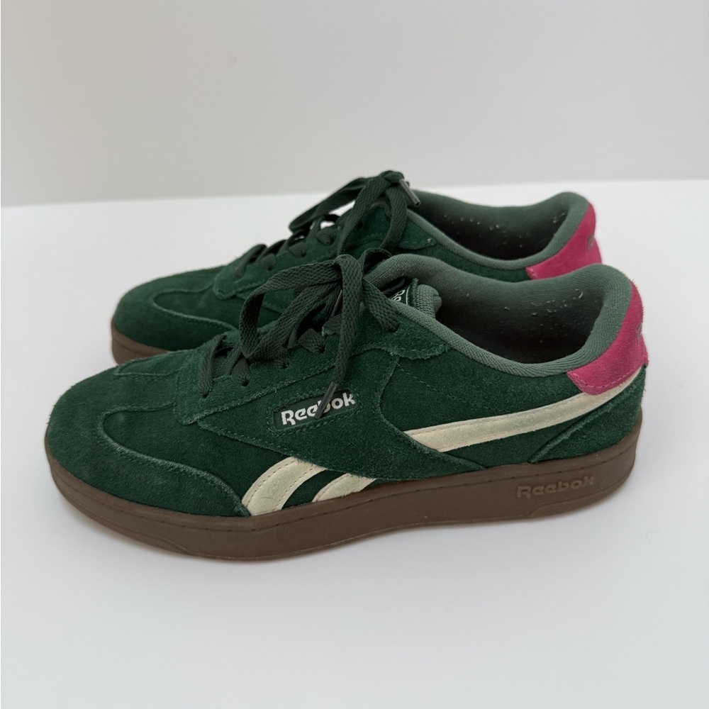 Reebok Women's Forest Green and Pink Sneakers